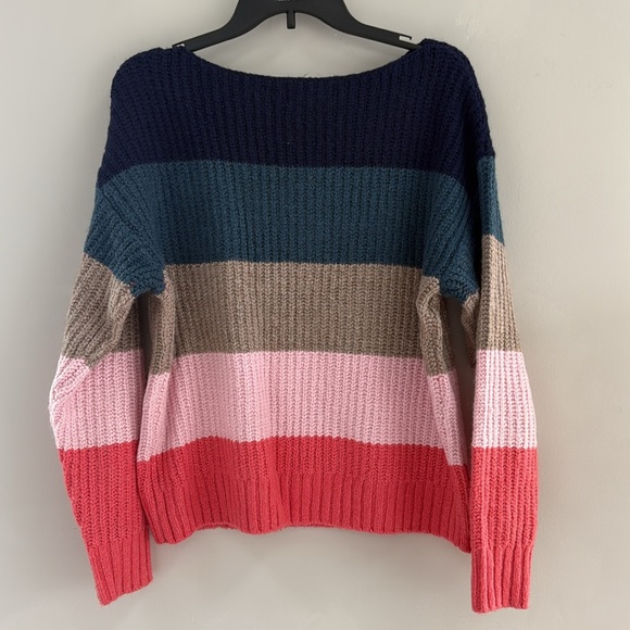 *LIKE NEW* Old Navy Slouchy Cozy Striped Boat-Neck Sweater for Women - Size M - Picture 6 of 8